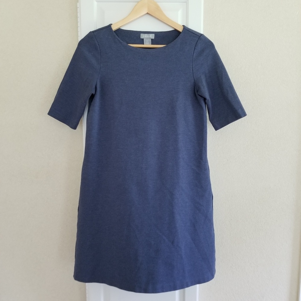 Kenar Blue Short-Sleeve Shift Dress with Pockets size 6